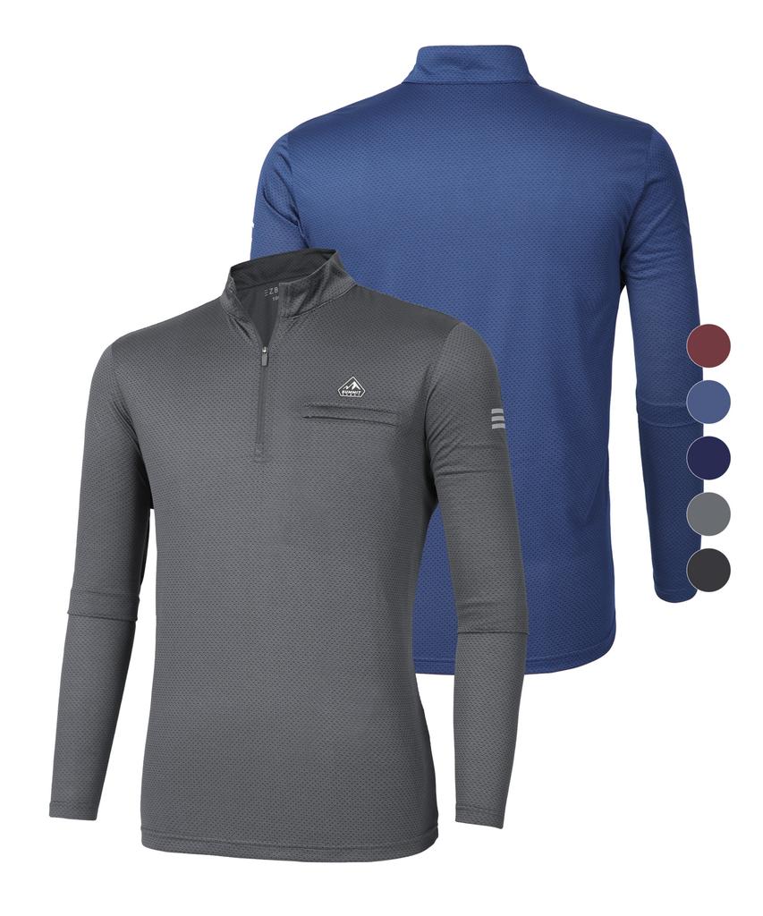 EXTRASPORTY Men'S Simple Mood Long Sleeve Zip-Up T-Shirt 5 Colors (Type A)