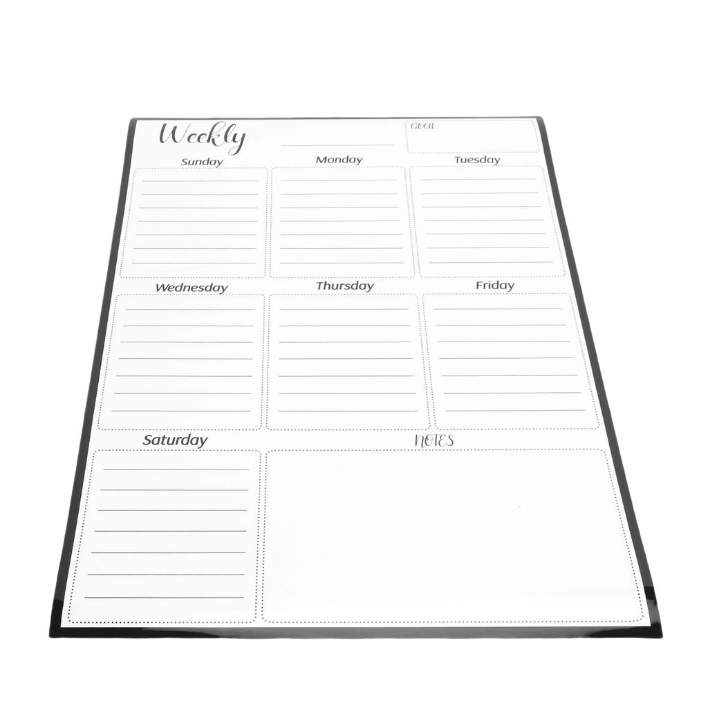 Planificateur Hebdomadaire Magnétique Tableau Blanc Effaçable à Sec Vertical Feuille de Liste de Choses à Faire pour Maison Bureau Salle de Classe Réfrigérateur Acier Inoxydable