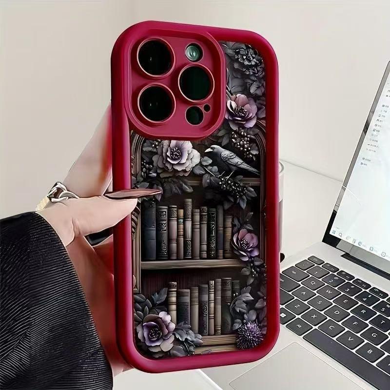 Retro Bookshelf Phone Case for Apple iPhone 14/15 Pro, 16 Pro, and 17 Pro Max