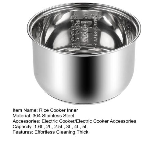 Rice Cooker Inner Pot Replacement Stainless Steel High Volume Cooker Liner Cooker Inner Pot for Steaming Stewing Slow Simmering