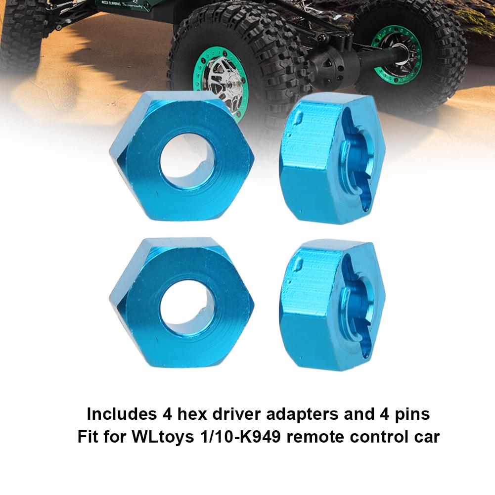 Aluminum Alloy 5.5MM RC Hex Mount Connector Fit for WLtoys RC 1:10 Off Road Vehicle Upgrade Parts(Blue K949 009B )