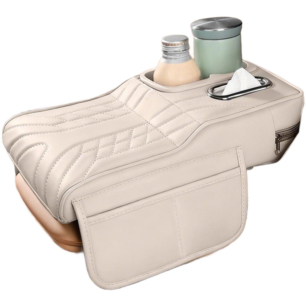 Car Armrest Box Height Increase Cushion Pad With Cup Holder & Storage Organizer Adjustable Automotive Interior Accessories