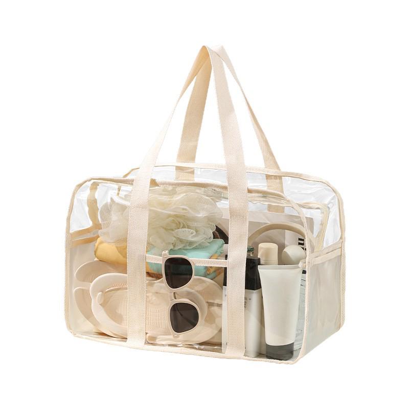 Large Waterproof PVC Beach Bag with Button Closure for Toiletries & Cosmetics – Ideal for Swimming and Outdoor Use