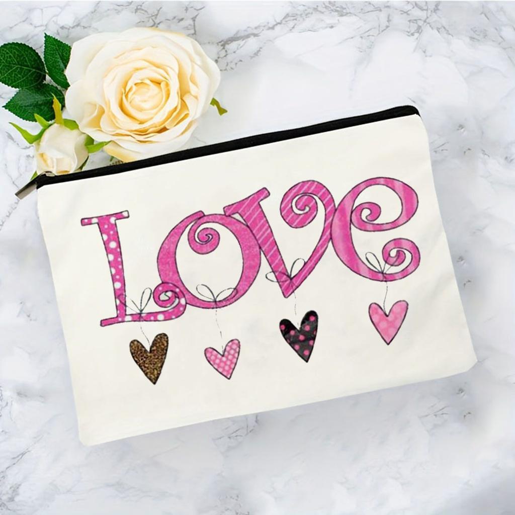 Sac à cosmétiques Cadeau de Saint-Valentin Sacs à maquillage Organiseur cosmétique à fermeture éclair de voyage Sac à articles de toilette Cadeau de Saint-Valentin pour elle