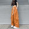 Streetwear Dames Oversized Effen Cargobroek Elastische Taille Trekkoord Losse Harajuku Hip Hop Casual Wijde Pijpen Sportbroek