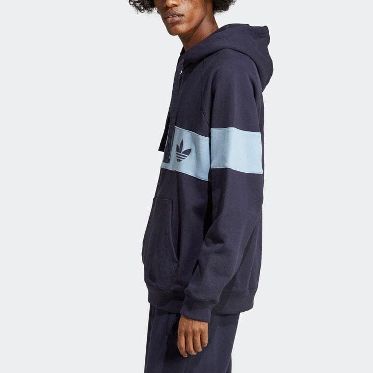 adidas Originals Color Block Logo Print Hoodie Men Hoodies Blue IC8391