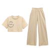 Girls Clothing Summer Suit Casual Letter T-shirt High Waisted Wide Leg Pants 2 Children's Tracksuit Black Teen Clothing