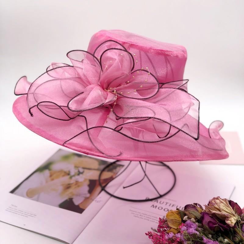 Hut Damen Sommer Koreanische Version Sonnenschutz UV-Schutz Sonnenschirm Stoffhut Sonnenhut Organza Blume Großer Rand Netz Zylinderhut