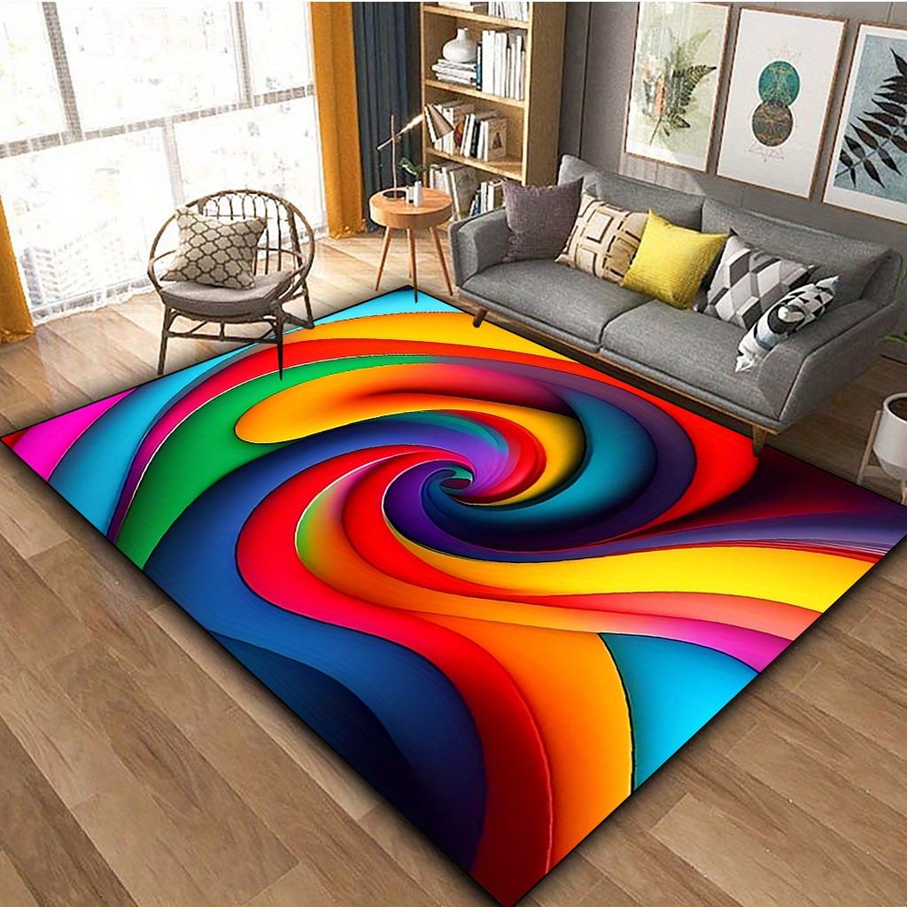 Vibrant Irregular Abstract Art Pattern Carpet, Easy To Clean and Stain-resistant, Outdoor Carpet Crystal Velvet +