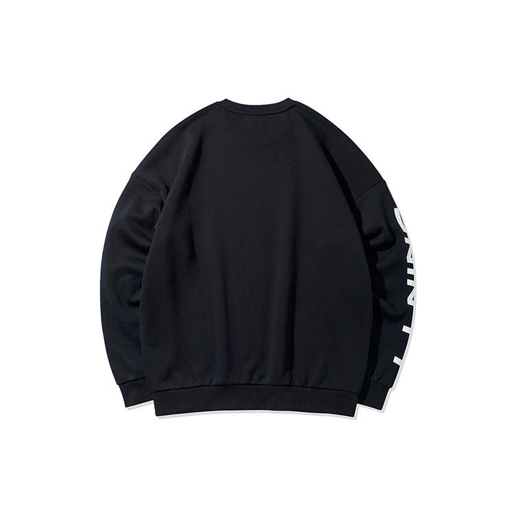 Li Ning Masa Tenisi Serisi Harf Baskılı Polar Günlük Uzun Kollu Kazak Erkek sweatshirt Siyah Beyaz AWDSD23-1