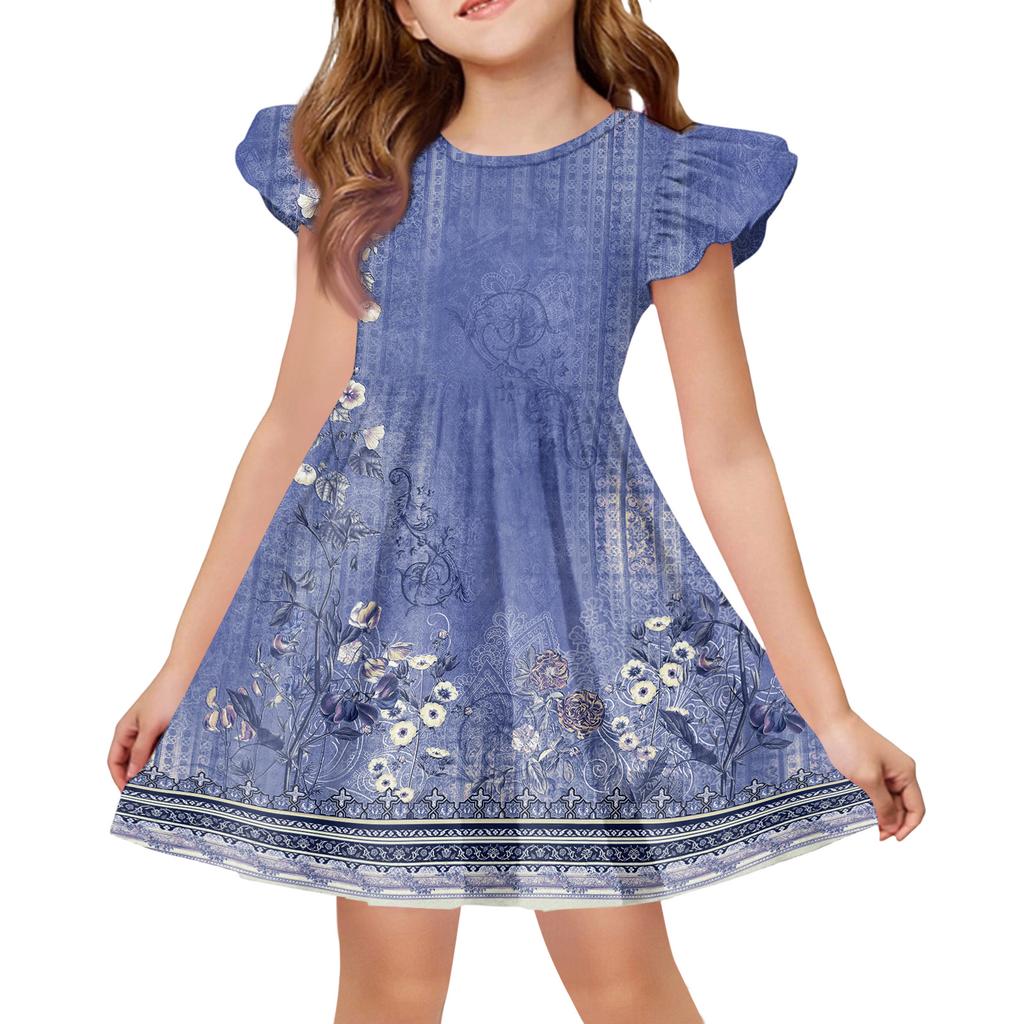 Girls' Summer Princess Dress - A-Line T-Shirt Dress Easter Day