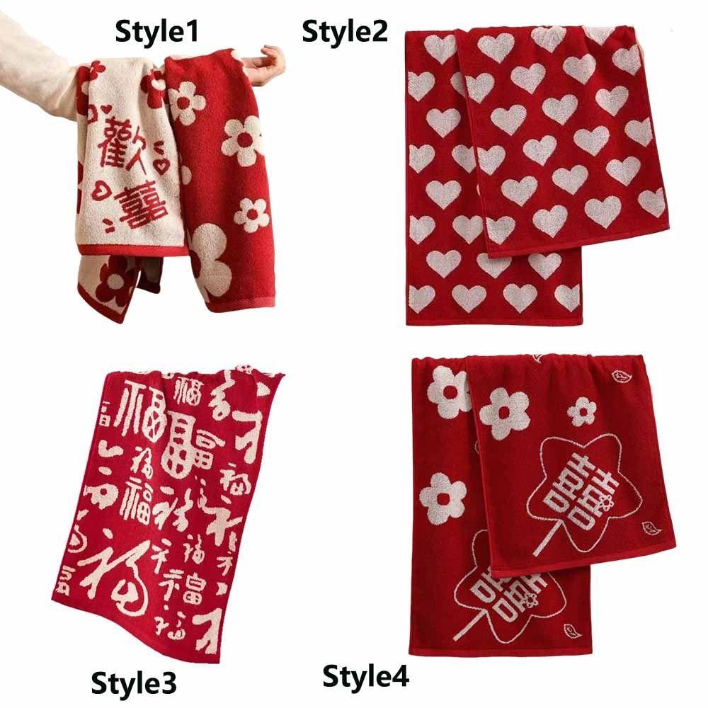 Heart Wedding Red Towel Red Color Absorbent Material Bath Face Towel Cotton Fabric 34*74 Cm Valentine's Day Gift