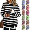 Women's Casual Striped Long Sleeve Loose Fit Sweatshirt
