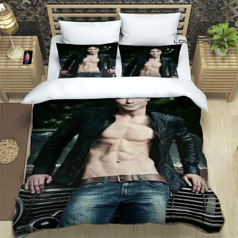 Set Biancheria da Letto Stampati 3D Damon Salvatore set squisito di biancheria da letto copripiumino set piumone set biancheria da letto lusso regalo di compleanno
