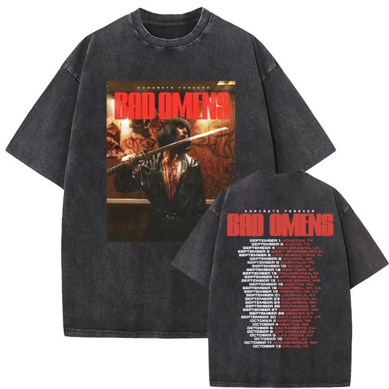 Washed Vintage Bad Omens Band Tshirt THE DEATH OF PEACE OF MIND T-shirts Men Women Oversized T Shirt Rock Gothic