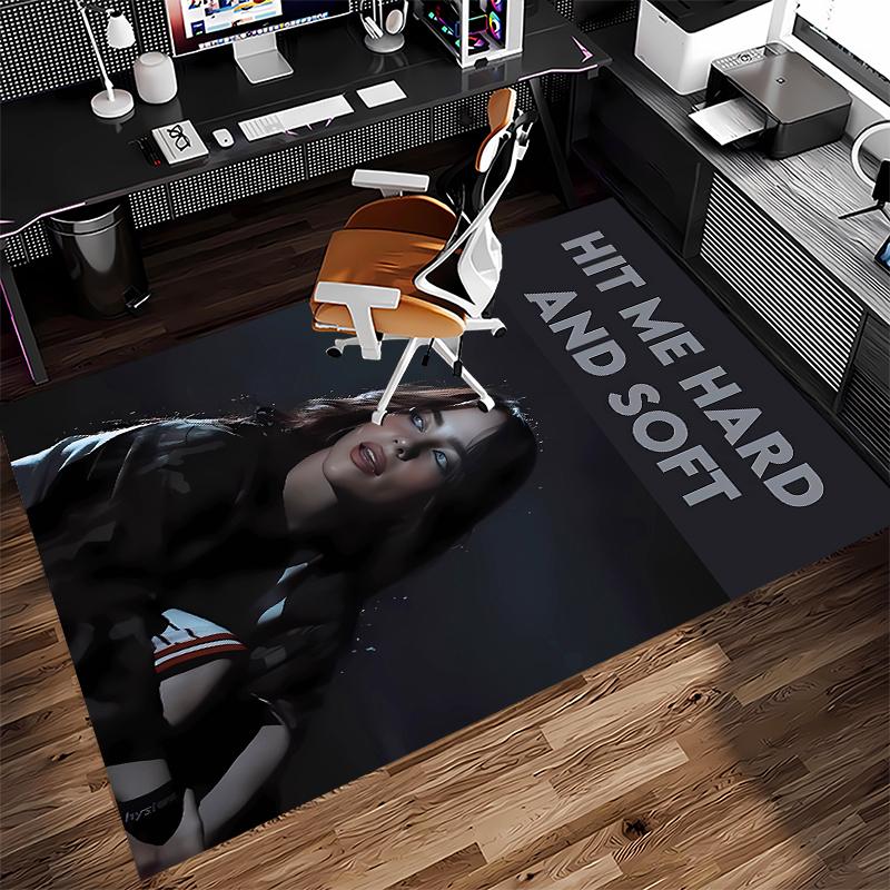 1 Stück Sängerin Billie Eilish1 Druck Teppich - Weich, Waschbar, Rutschfest, Innenmatte für Bürostühle, Wohnzimmer, Home Office, Dekorativer Teppich