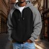 Mens Hoodies Pullover QuarterCasaul Long Sleeve Drawstring Knit Hooded Sweatshirt With Pocket