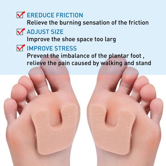 48Pcs/Box Forefoot Pads U Shaped Adhesive Anti-abrasion Shock Absorption Anti-slip Pain Relief Felt Men Women Foot Cushions Toe Protections