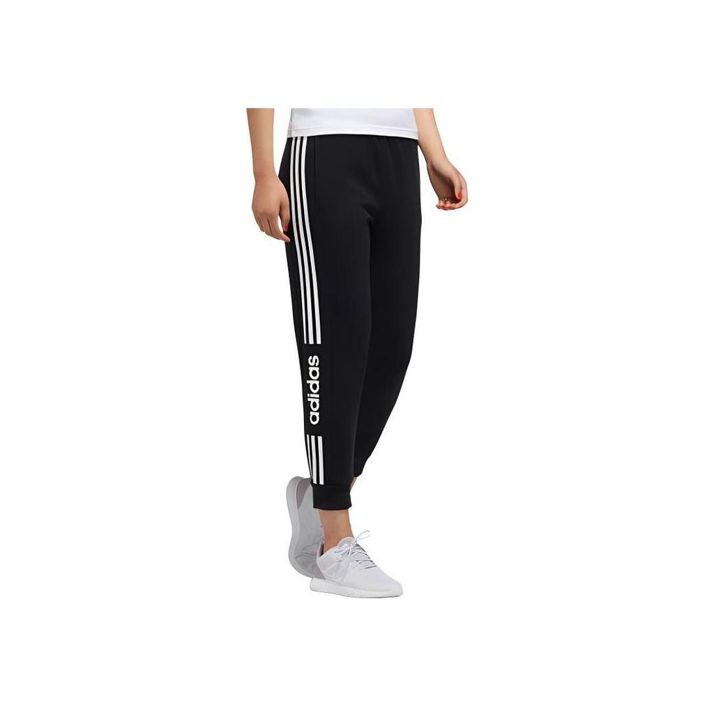 adidas neo Women's Black Knit Jogger Pants with Side Adidas Lettering 3-Stripes FP7454