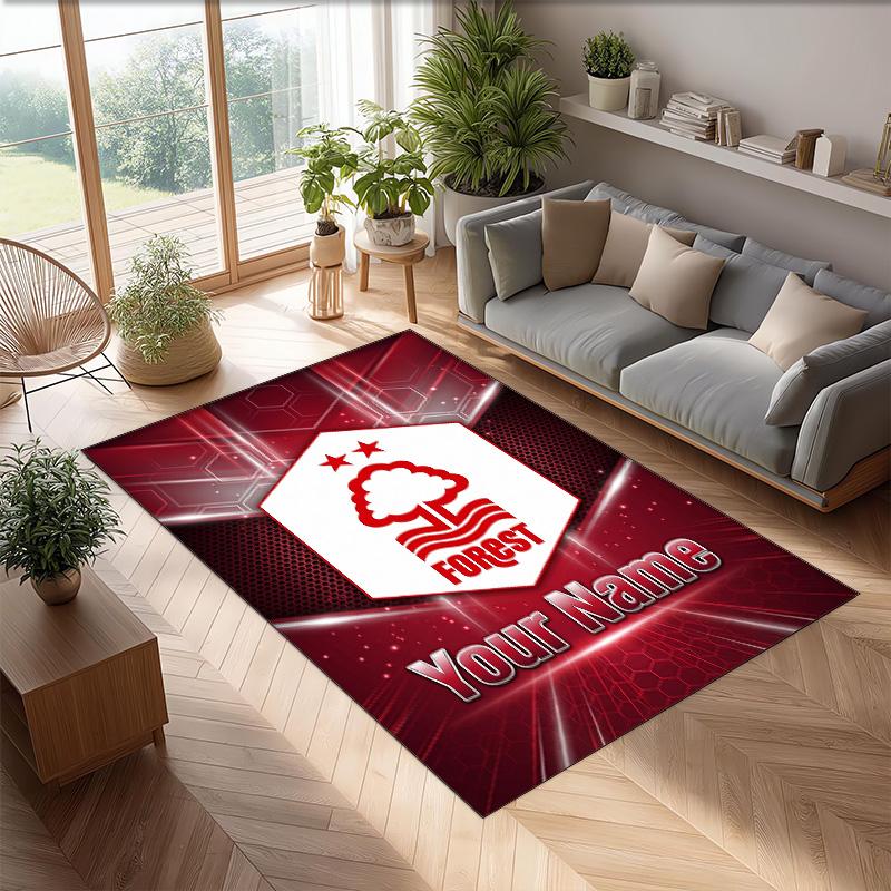 Nottingham Forest FC Printed Crystal Velvet Rug Non‑Slip Crystal Velvet Carpet For Sofa Bedroom Indoor Home Decoration