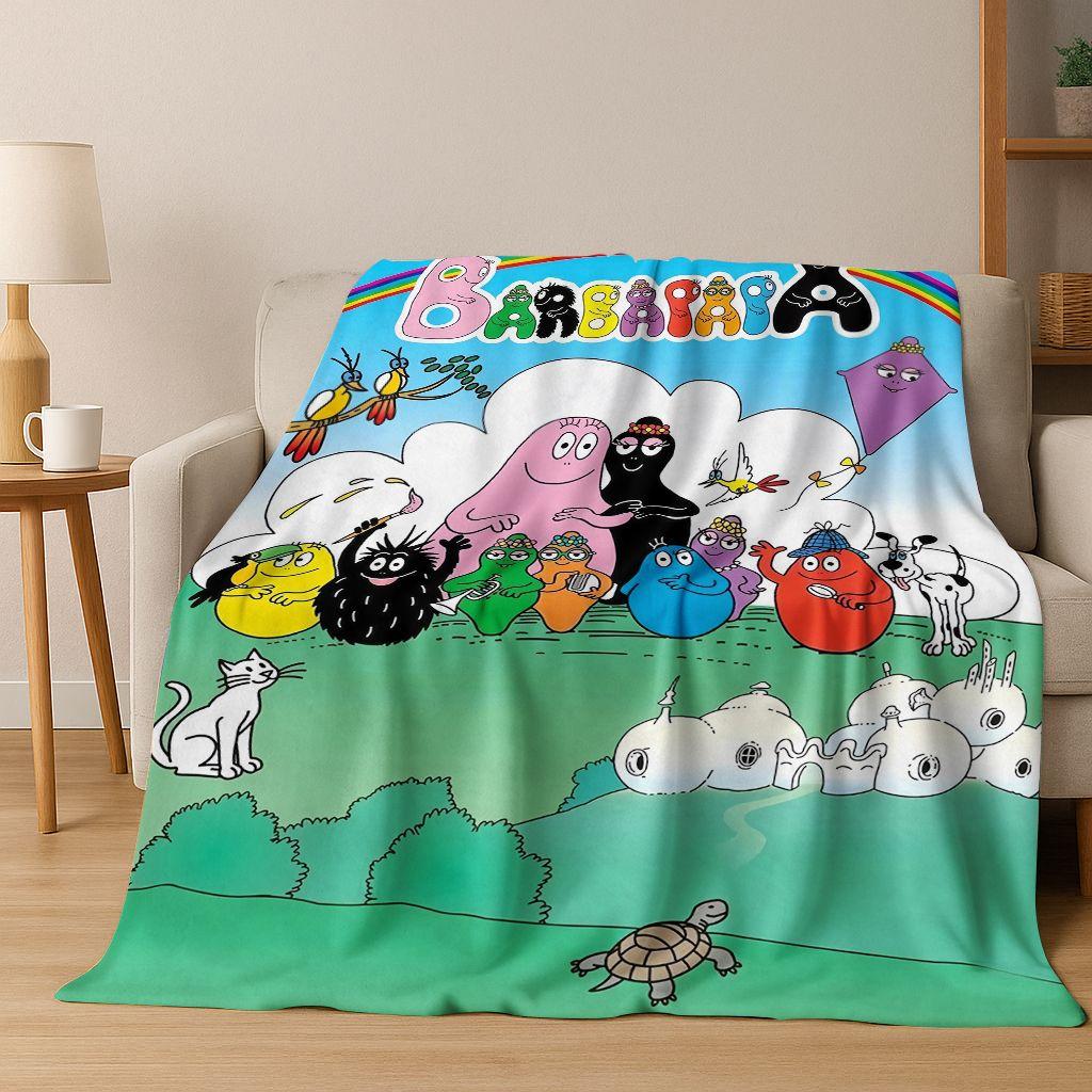 Rajzfilm Les Barbapapa Barbamama Család 3D Flanell Takaró, Meleg és Kényelmes Puha Pléd Otthonra Hálószoba Ágy Kanapé Fedél Gyerekeknek