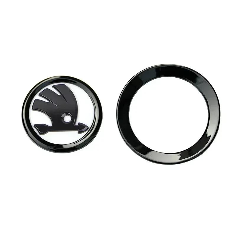 LKPP1 2026 Hot For SKODA 46MM Car Steering Wheel Logo Emblem Sticker for Skoda Rapid Fabia Octavia Superb Laura VRS Yeti Kodiaq Karoq