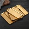 Gold Korean Style 304 Stainless Steel Rectangular Tray for Desserts and Barbecue