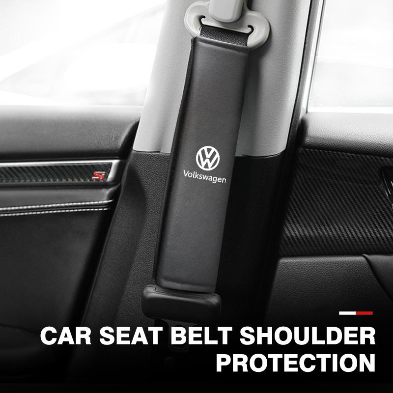 For Volkswagen VW Car Seat Belt Leather Safety Belt Shoulder Cover Protect Pad Golf 4 5 6 7 Polo Jetta Sagitar Magotan Passat B5 zj5