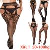 Large Plus Size Tights Lingerie Women Lace Fishnet Black Stockings Female Sexy Leggings High Waist Mesh Pantyhose for Woman 5XXXXXL
