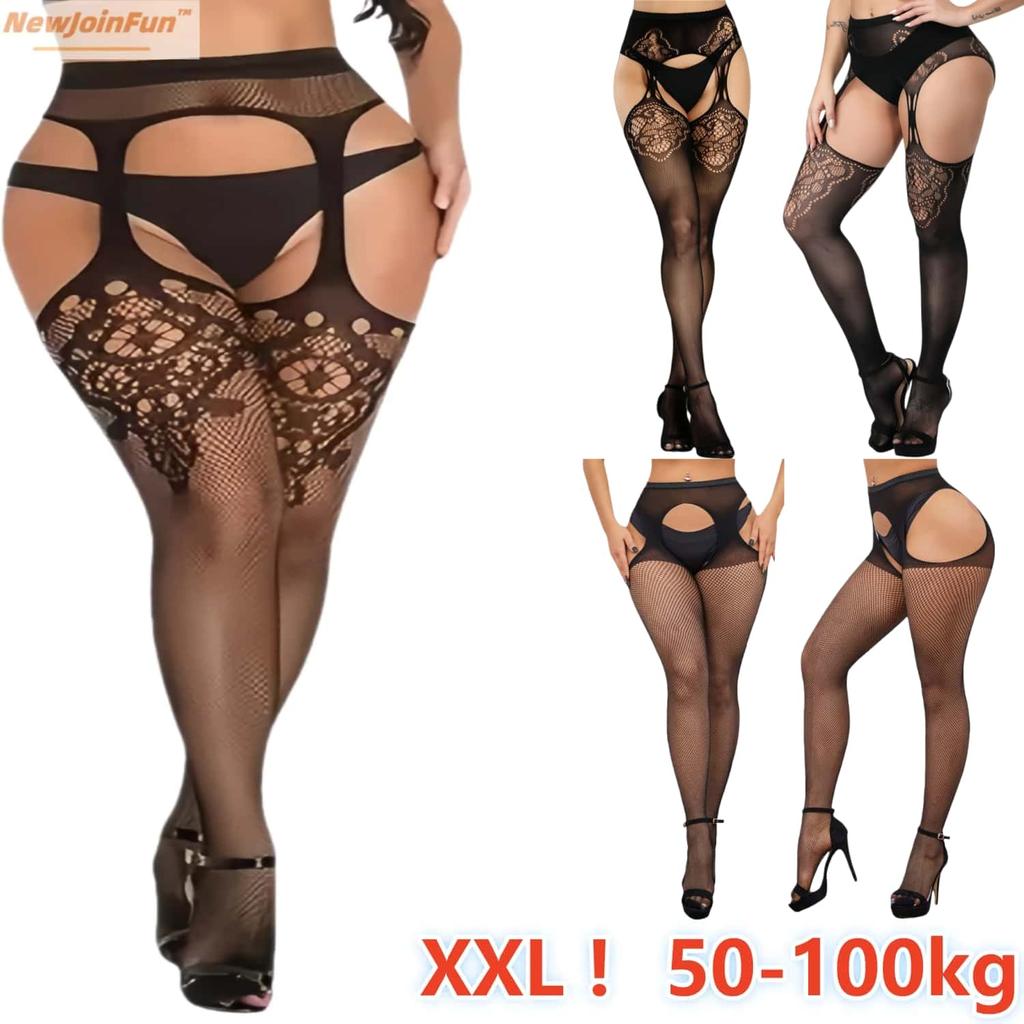 Large Plus Size Tights Lingerie Women Lace Fishnet Black Stockings Female Sexy Leggings High Waist Mesh Pantyhose for Woman 5XXXXXL