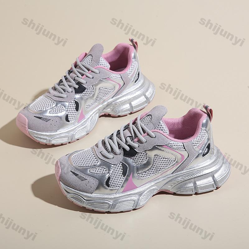 Modieuze Chunky Platform Sneakers voor Dames Lente Ademend Mesh Dikke Zool Gevulkaniseerde Schoenen Vrouw Casual Vetersluiting Sport Hardloopschoen