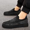 Chaussures pour hommes à une pédale été respirantes fines chaussettes noires chaussures hommes été maille tissée toile chaussures de sport