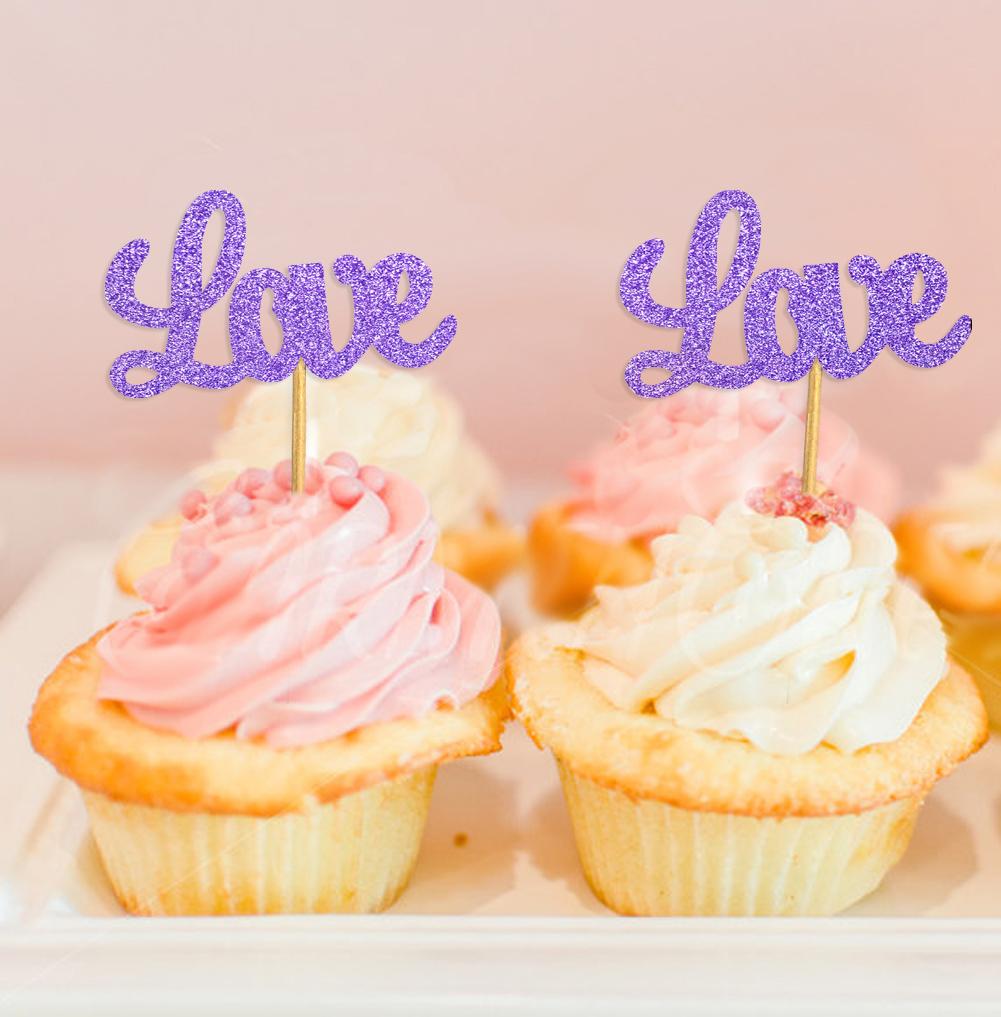 Darling Souvenir| Love Cupcake Toppers| Wedding Party Dessert Decorations - Pack Of