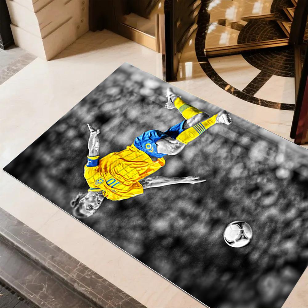 Soccer Player Action Area Rug Design for Game Room Hallway Foyer Dormitory Antislip Carpet Anime Office Decor Best for Christmas