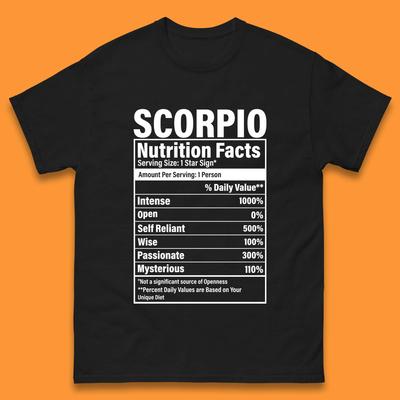 Scorpio Nutrition Facts Mens T-Shirt Womens Tops Tees