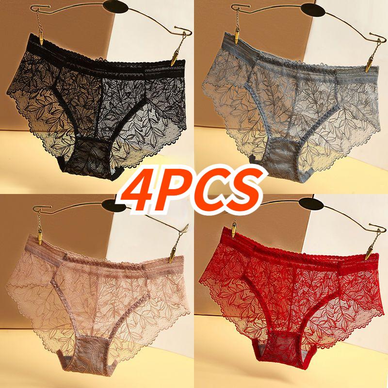 4/5 PCS Fashion High Quality Women's Panties Transparent Underwear Women Lace Soft Briefs Sexy Lingerie Intimates