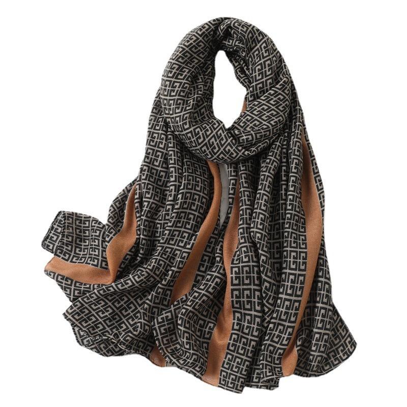 New Cotton Feel Scarf Linen Spring and Summer Travel Shawl Autumn and Winter Scarf Women's Thin Literary Headscarf Large Size