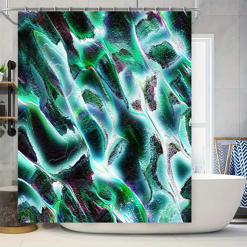 Luxury 3D Waterproof Shower Curtains for Bathroom Decorations Green Marble Print Fabric Water Repellent Modern Home Decor Window