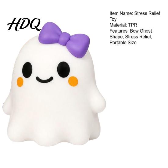 TPR Stress Ball Halloween Bow Ghost Squeeze Toy, Relief Cartoon Sensory Toys Soft Stretchy Party Favors for Adults Kids Decompression Toy