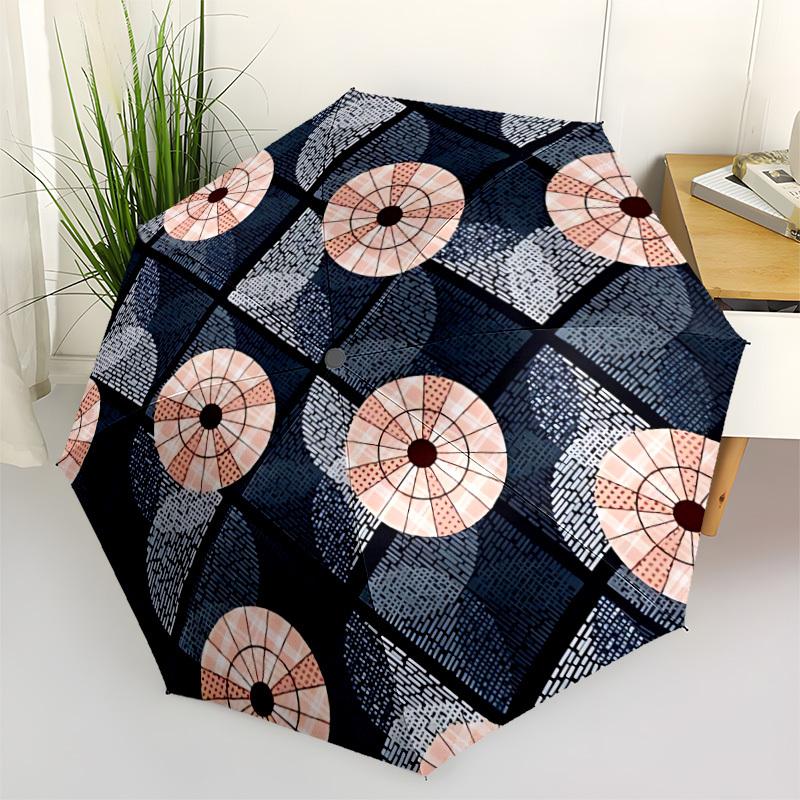 1pc Geometric Shapes Automatic Opening/Closing Folding Umbrella with 8 Ribs, Portable Sunshade Umbrella Birthday and Holidays Gifts Yy250105112