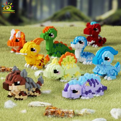 HUIQIBAO MOC Buntes Dinosaurier-Modell Mikro-Baustein Triceratops Tyrannosaurus Diamantstein Spielzeug für Kinder Schreibtischdekoration.