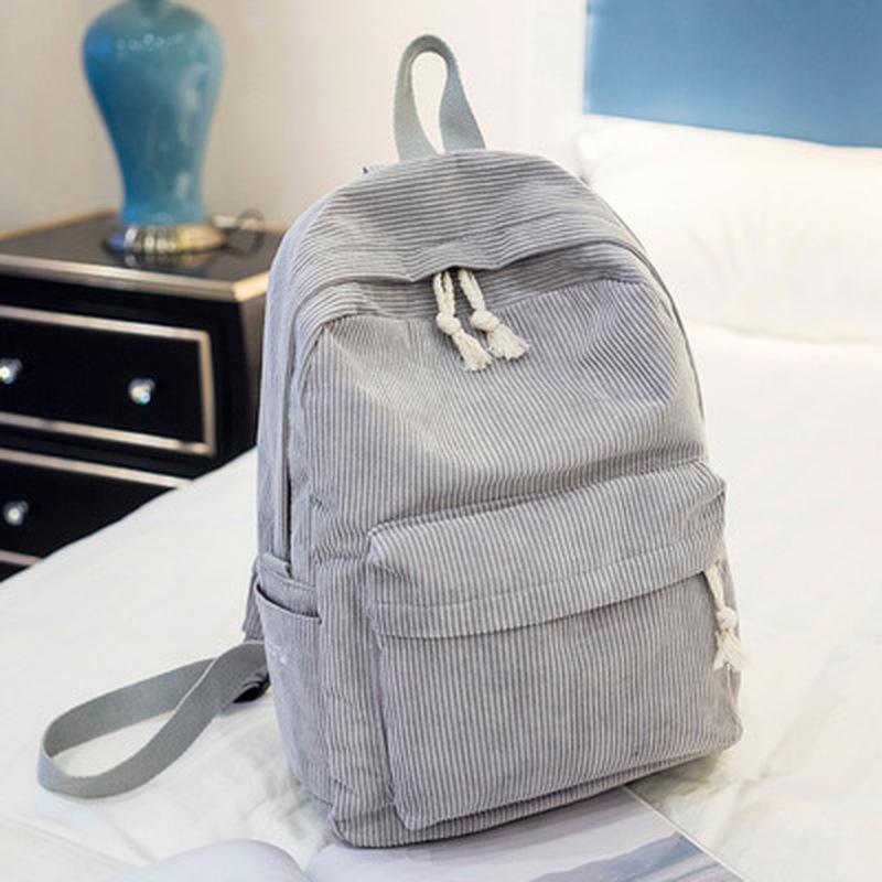 SCIONE Soft Fabric Backpack Female Corduroy Design School Teenage Girls Striped Backpack Mochila Bag
