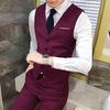 Vestă Costum Monopiept Slim-fit Poliester Bărbați Modă Formală Vestă pentru Afaceri