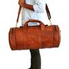 Vintage Genuine Bag Goat Leather Gym Travel Luggage Duffle Weekend Overnight Bag