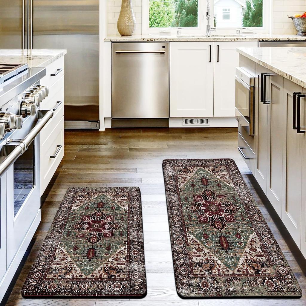 Kitchen Mat Household Oil-Absorbing And Dirt-Resistant Long Floor Mat Two-Piece Set Of Foot Mats Easy To Take Care Of Door Mat