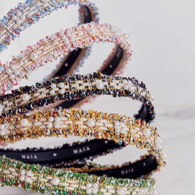 Maia Tweed Pearl Headband P - Brown