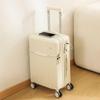 Women's Large Capacity Leather Trolley Suitcase with Combination Lock and Front Opening Design