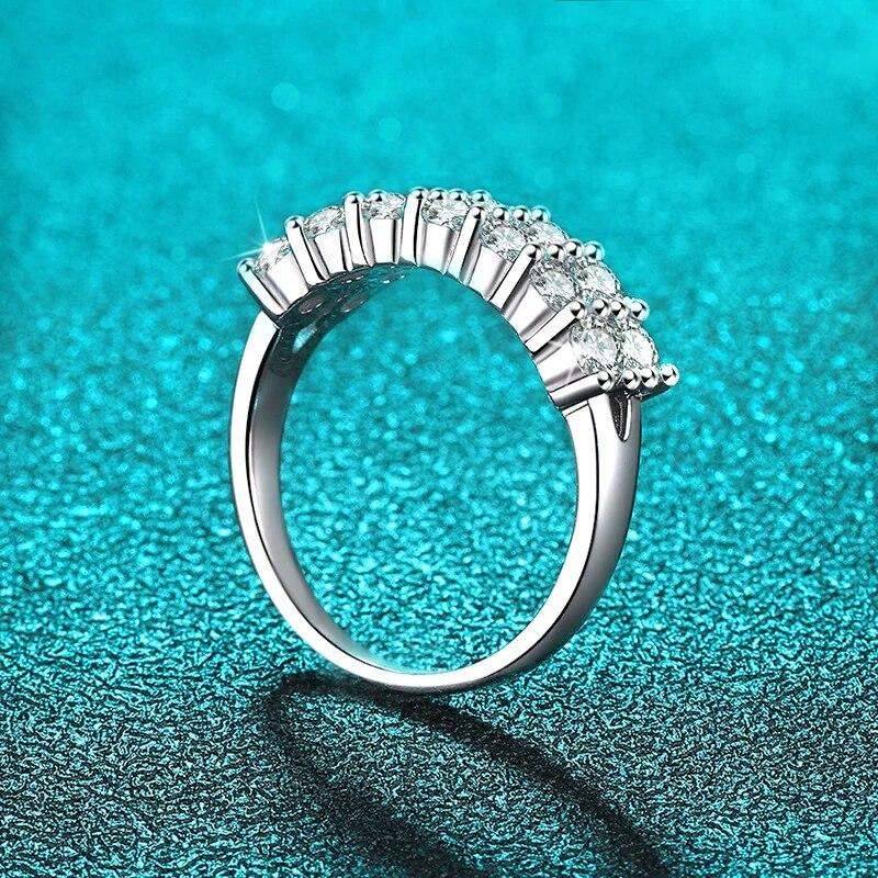 D kleur 1.4CT 0.7CT 3mm Moissanite Ring voor Vrouwen Half Eeuwigheid Diamant Band S925 Sterling Zilver Verguld Wit Goud Ring GRA