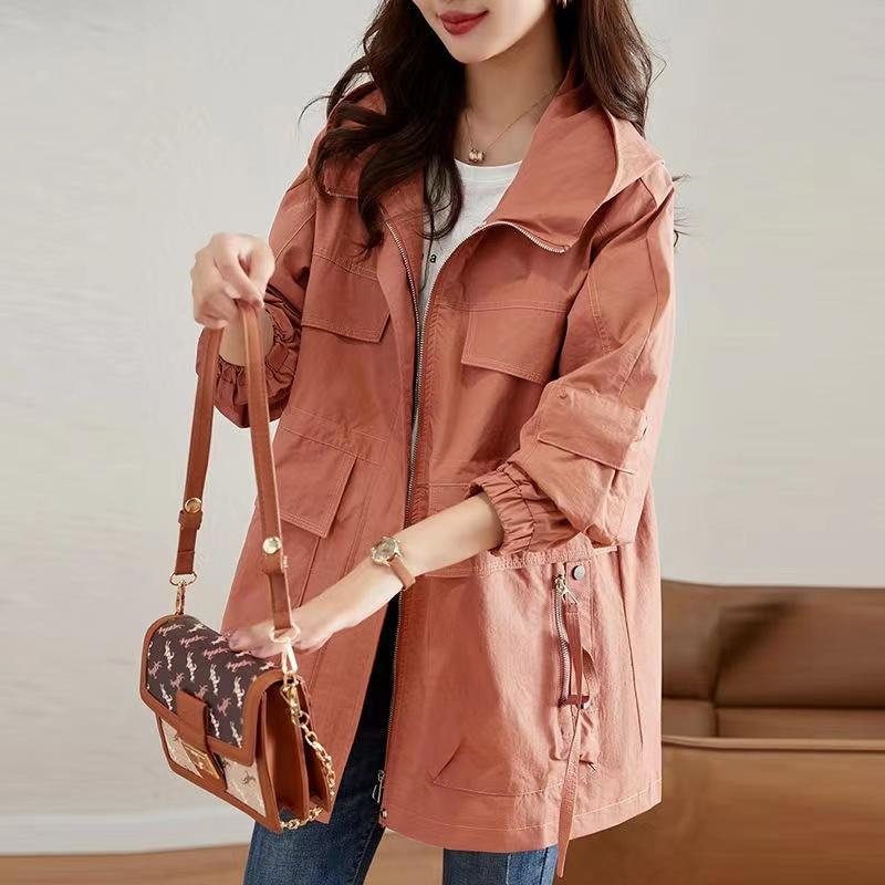 Plus Size Women's Spring Mid-length Western Style Windbreaker Jacket Women's Spring and Autumn Models