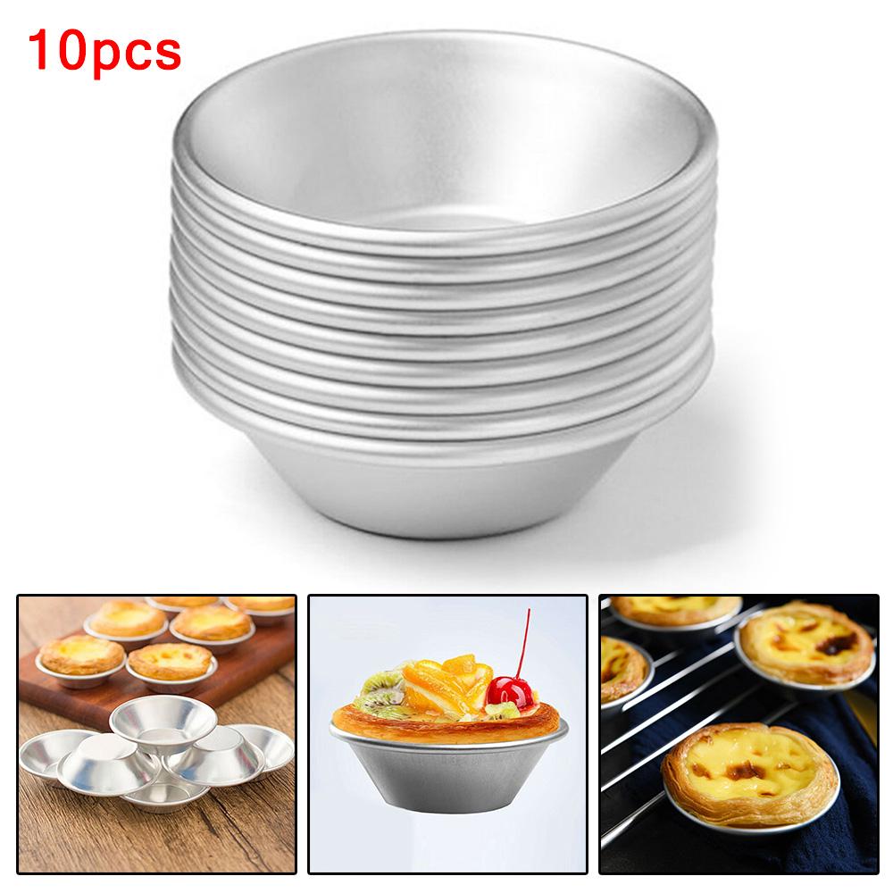 Egg Tart Moulds Silver Tart 10 Pcs Tools 7x4x2cm Cake Cookie Cupcake Egg